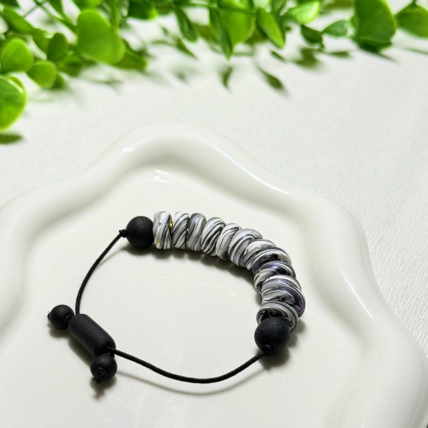Black and White Dual-Tone Galaxy Beaded Set