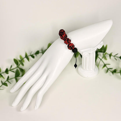 Crimson Black Textured Beads Set