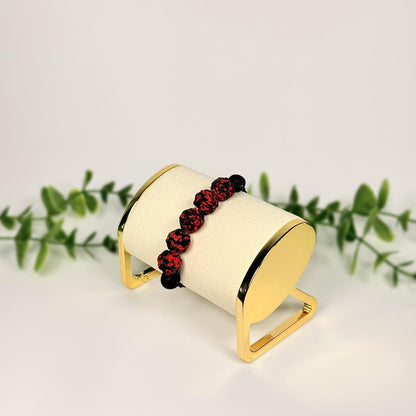 Crimson Black Textured Beads Set