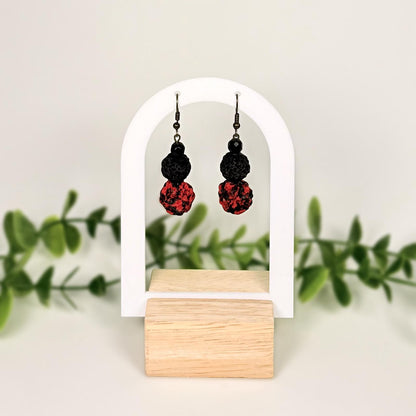 Crimson Black Textured Beads Set