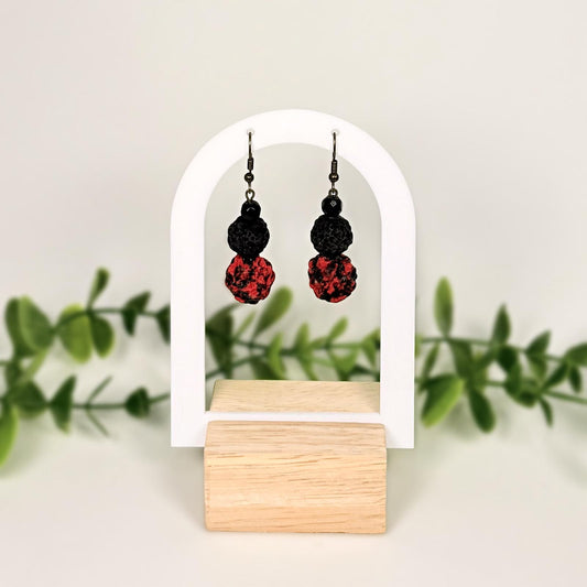 Crimson Black Textured Beads Set