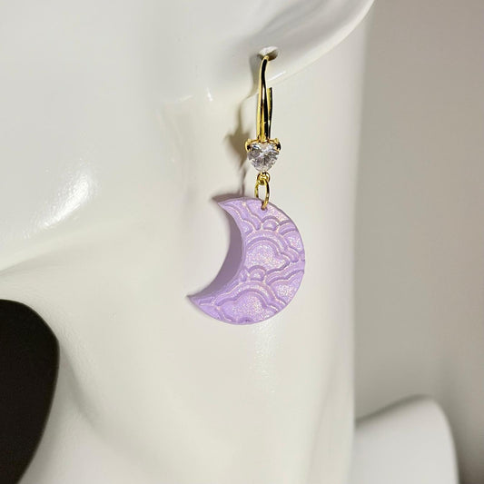 Dreamy Lilac Crescent Moon Earrings