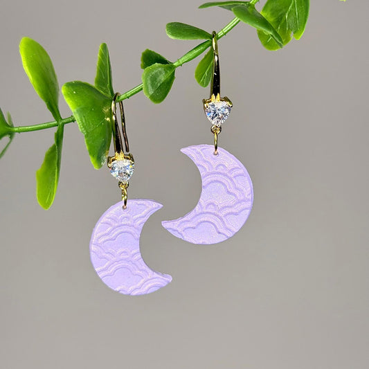 Dreamy Lilac Crescent Moon Earrings