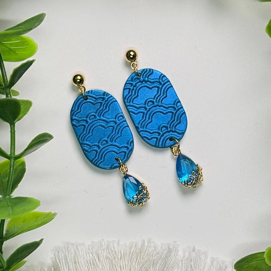Celestial Blue Oval Earrings